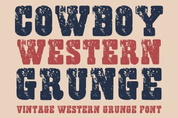 Cowboy Western Grunge: A Bold Vintage Display Font for Western Design