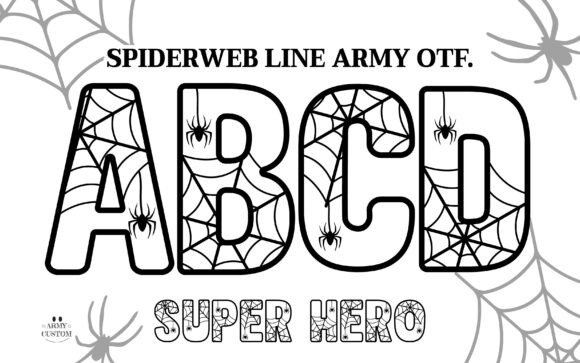 Spiderweb Line Army: A Bold Display Font for Superhero Storytelling